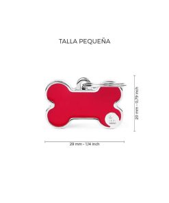 Pasear My Family Hueso | Chapa Perro Basic Handmade Hueso Rojo