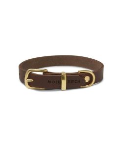 Pasear Molly and Stitch Collares De Piel | Collar De Cuero Para Perros - Butter Classic Brown