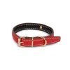 Pasear La Cinopelca Collares De Piel | Collar Perro La Cinopelca Plano Rojo