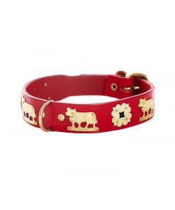 Pasear Thildy Collares De Piel | Collar De Cuero Suizo Rojo