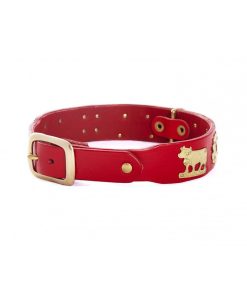 Pasear Thildy Collares De Piel | Collar De Cuero Suizo Rojo