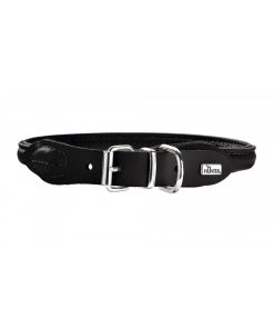 Pasear Hunter Collares De Piel | Collar Round & Soft Luxus Elk Negro