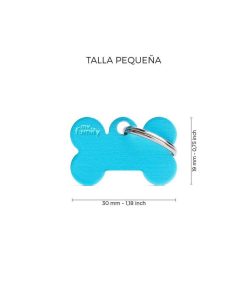 Pasear My Family Hueso | Chapa Perro Basic Hueso Azul Celeste