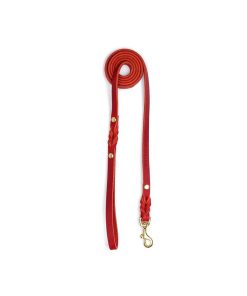 Pasear Molly and Stitch Correas De Piel | Correa Cuero Para Perro - Butter Chili Red