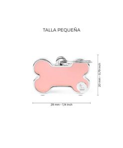 Pasear My Family Hueso | Chapa Perro Basic Handmade Hueso Rosa