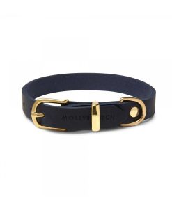 Pasear Molly and Stitch Collares De Piel | Collar De Cuero Para Perros - Butter Navy Blue