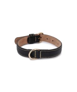 Pasear Wouapy Collares De Piel | Collar De Cuero Para Perros Praga Negro