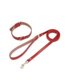 Pasear Wouapy Collares De Piel | Collar De Cuero Para Perros Praga Rojo