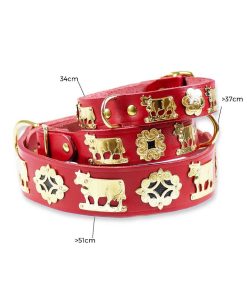 Pasear Thildy Collares De Piel | Collar De Cuero Suizo Rojo