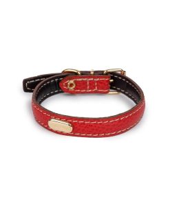 Pasear La Cinopelca Collares De Piel | Collar Perro La Cinopelca Plano Rojo