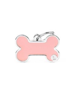 Pasear My Family Hueso | Chapa Perro Basic Handmade Hueso Rosa