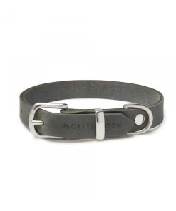 Pasear Molly and Stitch Collares De Piel | Collar De Cuero Para Perros - Butter Timeless Grey