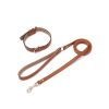 Pasear Wouapy Collares De Piel | Collar De Cuero Para Perros Praga Camel