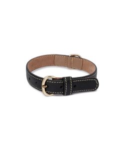 Pasear Wouapy Collares De Piel | Collar De Cuero Para Perros Praga Negro