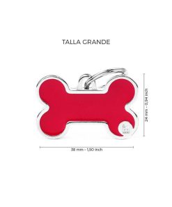 Pasear My Family Hueso | Chapa Perro Basic Handmade Hueso Rojo