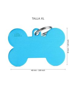 Pasear My Family Hueso | Chapa Perro Basic Hueso Azul Celeste