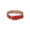 Pasear Wouapy Collares De Piel | Collar De Cuero Para Perros Praga Rojo