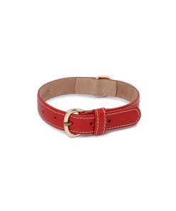 Pasear Wouapy Collares De Piel | Collar De Cuero Para Perros Praga Rojo